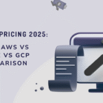 Illustration of a browser window with a rising chart, a receipt, and gold coins, representing cloud compute cost comparison between AWS, Azure, and GCP in 2025.