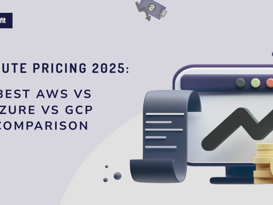 Illustration of a browser window with a rising chart, a receipt, and gold coins, representing cloud compute cost comparison between AWS, Azure, and GCP in 2025.
